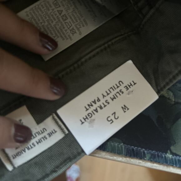 Madewell Slim Straight Utility Pants - Army Green Mid-rise Tapered Leg Inseam 27 - Picture 4 of 6